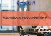 衡水名师卷 2023年辽宁名校联盟·调研卷(一)1物理答案