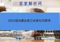 2023届内蒙古高三试卷10月联考(23-NM01C)化学试题答案