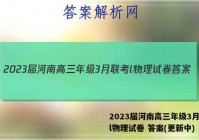 2023届河南高三年级3月联考l物理试卷 答案(更新中)