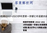 陕西学林教育 2022~2023学年度第一学期七年级期末调研试题(卷)化学A(人教版)试题答案