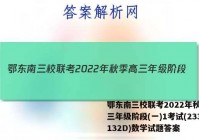 鄂东南三校联考2022年秋季高三年级阶段(一)1考试(233132D)数学试题答案