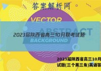 2023届陕西省高三10月联考试题(三个黑三角)英语答案
