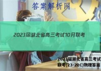 2023届湖北省高三考试10月联考(23-22C)物理答案