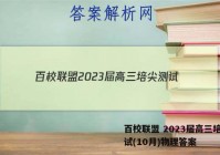 百校联盟 2023届高三培尖测试(10月)物理答案