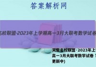 天壹名校联盟·2023年上学期高一3月大联考数学试卷 答案(更新中)