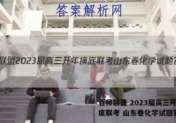百师联盟 2023届高三开年摸底联考 山东卷化学试题答案