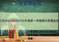 广东省阳江市2022-2023九年级第一学期期末质量监测地理答案