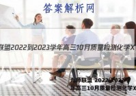 九师联盟 2022-2023学年高三10月质量检测化学X答案
