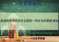 2023年普通高等学校招生全国统一考试名校联盟·模拟信息卷(一)1化学答案