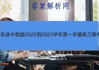 皖东县中联盟 2022-2023学年第一学期高三联考(233312D)地理答案
