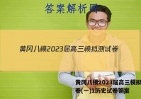 黄冈八模2023届高三模拟测试卷(一)1历史试卷答案