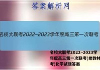 名校大联考2022~2023学年度高三第一次联考(老教材老高考)化学试题答案