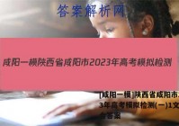[咸阳一模]陕西省咸阳市2023年高考模拟检测(一)1文科综合答案