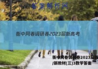 衡中同卷调研卷2023届新高考/新教材(三)3数学答案