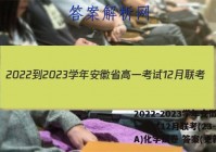 2022-2023学年安徽省高一考试12月联考(23-150A)化学试卷 答案(更新中)