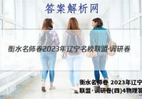 衡水名师卷 2023年辽宁名校联盟·调研卷(四)4物理答案