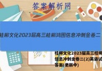 桂柳文化2023届高三桂柳鸿图信息冲刺金卷二(2)英语试卷 答案(更新中)