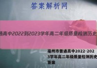 毫州市普通高中2022-2023学年高二年级质量检测历史试题答案