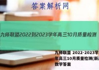 九师联盟 2022-2023学年高三10月质量检测(新高考)数学答案