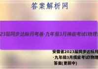 安徽省2023届同步达标月考卷·九年级3月摸底考试l物理试卷 答案(更新中)