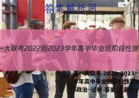 天一大联考 2022-2023学年高中毕业班阶段性测试(五)5政治~试卷 答案(更新中)