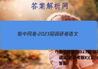衡中同卷·2023届 调研卷 语文(新高考版X)(三)3试题答案