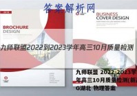 九师联盟 2022-2023学年高三10月质量检测(新高考)G湖北 物理答案