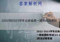 2022-2023学年云南省高一期末模拟考试(23-211A)政治试卷答案