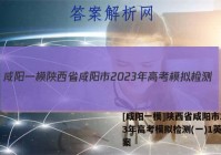 [咸阳一模]陕西省咸阳市2023年高考模拟检测(一)1英语答案