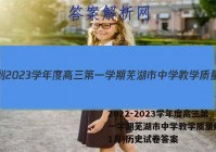 2022-2023学年度高三第一学期芜湖市中学教学质量统测(1月)历史试卷答案