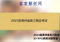 2023届贵州省高三联合考试(23-97C)历史试题答案