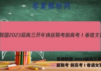 百师联盟 2023届高三开年摸底联考 新高考Ⅰ卷语文答案