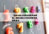 「湖南全国100所名校联考成绩表」湖南全国100所名校联考成绩表查询