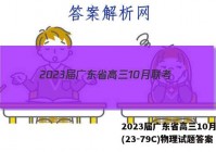 2023届广东省高三10月联考(23-79C)物理试题答案