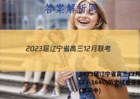 2023届辽宁省高三12月联考(23-164C)历史试卷答案(更新中)