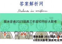 衡水金卷 2023届高三年级10月份大联考(新高考)化学答案