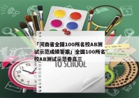 「河南省全国100所名校AB测试示范成绩答案」全国100所名校AB测试示范卷高三