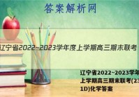 辽宁省2022~2023学年度上学期高三期末联考(233381D)化学答案