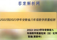 2022-2023学年安徽省八年级教学质量检测（五）化学试卷 答案(更新中)