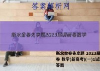 衡水金卷先享题 2023届调研卷 数学(新高考)(一)1试题答案