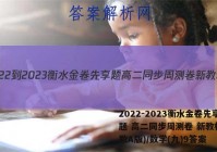 2022-2023衡水金卷先享题 高二同步周测卷 新教材(人教A版)/数学(九)9答案