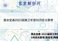 衡水金卷 2023届高三年级10月份大联考(新高考)物理答案