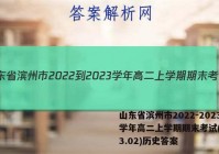 山东省滨州市2022-2023学年高二上学期期末考试(2023.02)历史答案
