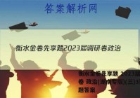 衡水金卷先享题 2023届调研卷 政治(湖南专版)(三)3试题答案
