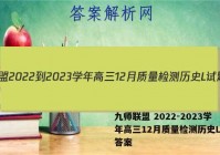九师联盟 2022-2023学年高三12月质量检测历史L试题答案