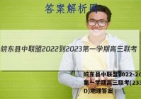皖东县中联盟2022-2023第一学期高三联考(233312D)地理答案