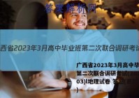 广西省2023年3月高中毕业班第二次联合调研考试(2023.03)l地理试卷 答案(更新中)