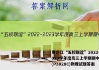黑龙江“五校联谊”2022~2023学年度高三上学期期中考试(P3028C)物理试题答案