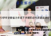 2022-2023学年安徽省九年级下学期阶段性质量监测化学试卷 答案(更新中)