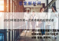 2023年商洛市第一次高考模拟检测试卷(23-347C)化学试卷 答案(更新中)